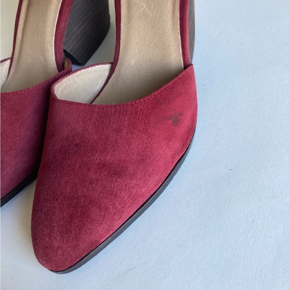 Eileen Fisher Burgundy Suede Leather Ankle Strap Almond Toe Slingbacks size 11 - Picture 8 of 16